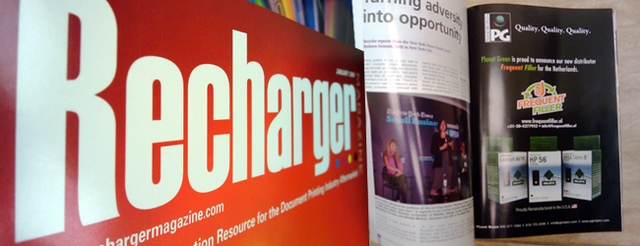 Planet Green ad as printed inside Recharger magazine